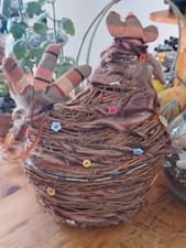 Shabby Chic Wicker Chicken Storage Basket Preloved Home Decor Storage