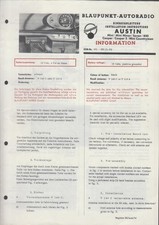 Blaupunkt- Autoradio - Einbauanleitung: AUSTIN Mini, Mini Minor, Seven, 850, Coo