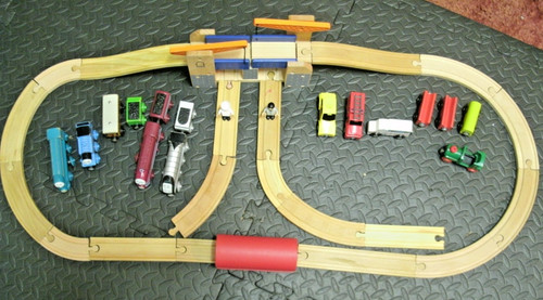 Wooden train set with - train, thomas