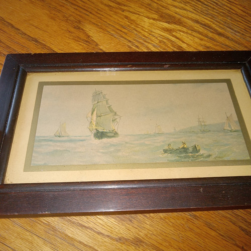 Antique nautical print banjo - print,