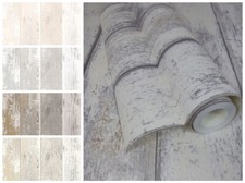 Distressed Wood Effect Wallpaper - Nautical Wooden Planks Effect - Shabby Chic