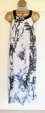 BN Stunning Piccadilly Canada maxi handkerchief dress blue black white UK 8