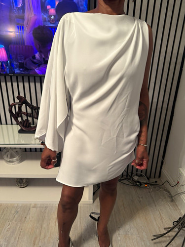 Zara white satin draped pearl - white,