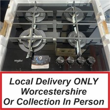 Whirlpool GOWL628NB Integrated Built-In Gas Hob Black Glass & Cast Iron PWI NEW