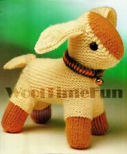 Knitting Pattern To Make Vintage Toy Lamb Sheep With Collar & Bell. 27 cm Tall.