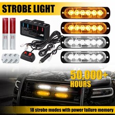 4x 6 LED Amber Recovery Strobe Marker led Light Bar Flashing Lamp Truck 12-24V
