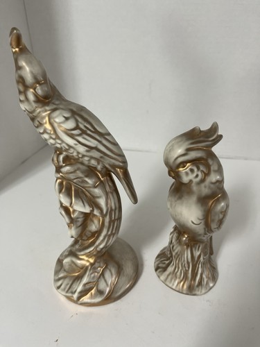 Pair ceramic cockatoo on - pair,