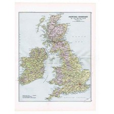 BRITAIN Main/Principal Roads of British Isles- Antique Map 1904 by Bartholomew