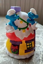 Rare Vintage Peyo Smurfs Mushroom House Christmas  1997  Candy Topper. 