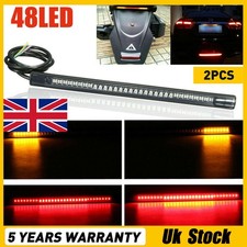 48LED Light Strip Brake Stop DC 12V Flexible Lights Motorcycle Rear Red Amber