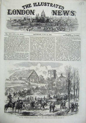 Old antique print 1866 war - print,