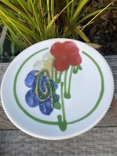 Dartington pottery Janice Tchalenko tea plate poppy pattern 