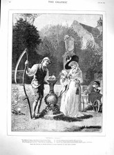 Original Old Antique Print