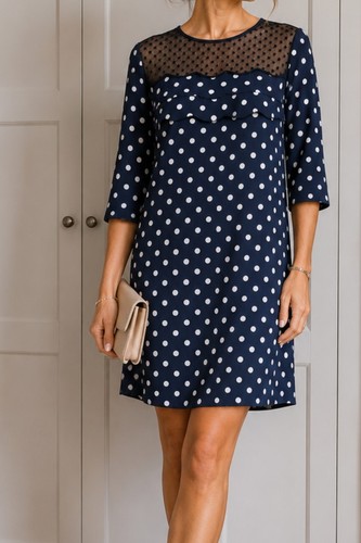Oasis dress navy white - navy,