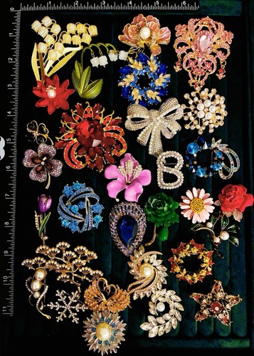 Lot flower brooches pins - 30,