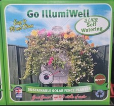 3ltr Self-Watering Solar Fence planter / hanging Basket. Brown Go IllumiWell.
