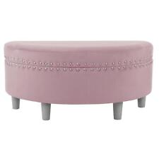 Velvet Storage Ottoman Half