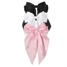 Pink , white ,black Large Hair Bow clip With Tail Barrette for girls women 