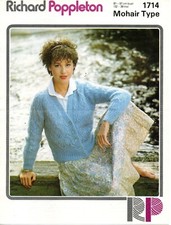 ~ Richard Poppleton Knitting Pattern For Lady's Pretty Lacy Mohair Cardigan ~