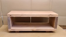 Chunky Rustic Straight TV Stand Console Unit Coffee Table Handmade Solid Wood