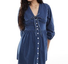 Nobody's Child Dress Denim Blue Birdie Mini RRP £85 long sleeve ASOS M&S size 14