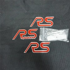 Chrome Red Silver RS Metal Grille Emblem + 2x Badge Sticker Decal Motors Edition