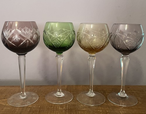 Harlequin wine hock cut glass - harlequin,