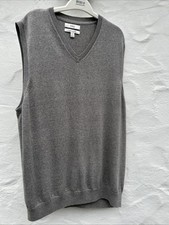 Gents M&S Jumper Grey 2XL 46" Chest Sleeveless Jumper Lambswool  Pure Cotton