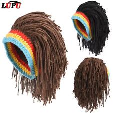 Knitted Beanie Wig Hat Wool Yarn Dreadlocks Wig Braided Hat Reggae Jamaican Hat