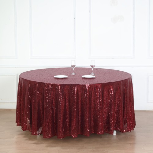 Burgundy sequined 120 round - 120",
