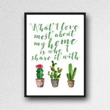 Cactus Love Share Home Print