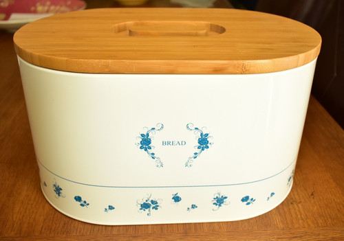 White enamelled bread bin - white,