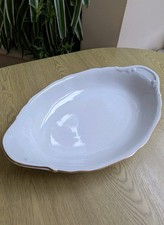 Bohemia white gold porcelain large oval serving dish 33cm x  21cm looks unused 