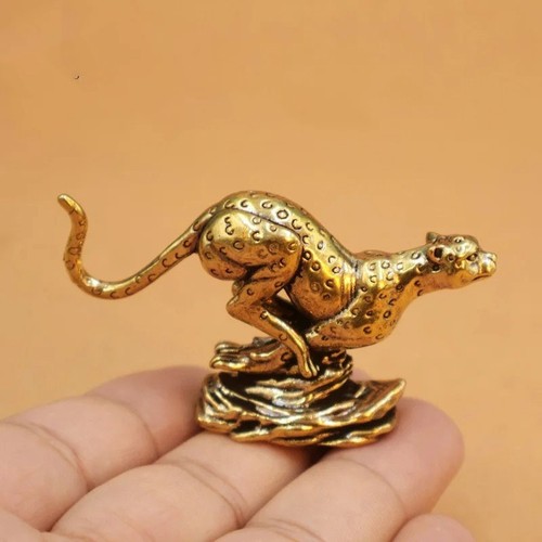 Brass cheetah small statue - cheetah,