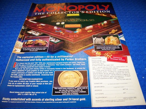 1993 franklin mint - 1993, monopoly