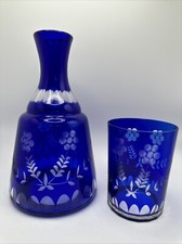 Vtg Bohemian Czech Cobalt Blue