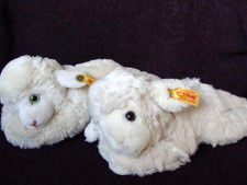 Vintage STEIFF Germany 2 White LAMB Laying 5625/18 Easter Soft Toys 23cm 9" long