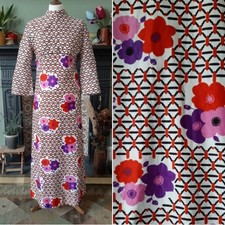 Vintage 70s Maxi Dress Floral Hippie Dopamine Dressing Glam Party Boho 10 12