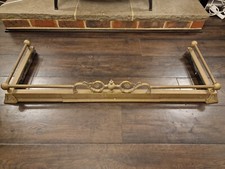 Antique Victorian Style Brass Art Noveau Design Extendable Fireplace Fender