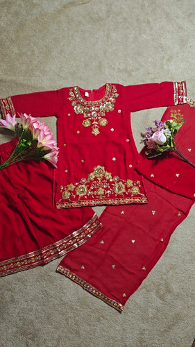 Girls red salwar kameez - red,