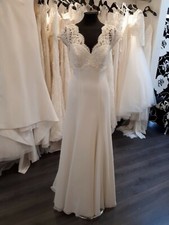 Margaret Chiffon And Lace Beautiful Wedding Dress Size 40/12 Cheap Bargain