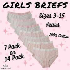 7 or 14 Pack Girls Briefs 100% Cotton Knickers Kids Underwear Pants 3-15 Years