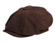 Brown Mens Real Suede Leather 8 Panel Newsboy Baker Boy Gatsby Flat Cap