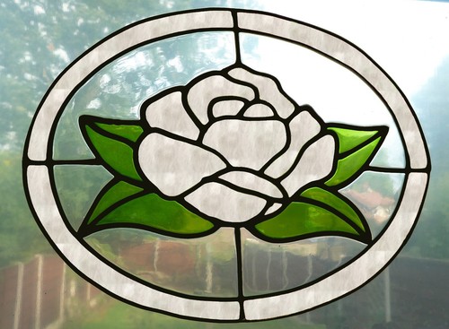 Oval rose stained glass effect - glass,
