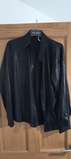 Anthropologie glossy shiny long sleeve shirt Size L