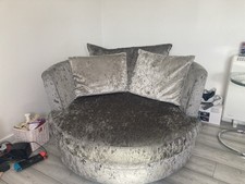 Large Grey Swivel Chair 