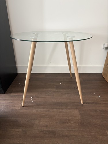 Round glass top dining table - round,