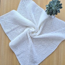 White Crochet Baby Blanket , Handmade baby shower gift 32 X 35in, for car buggy