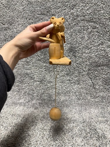 Vintage carved wooden bear - wooden, toy