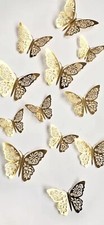 Gold 12 Pcs 3D Butterflies